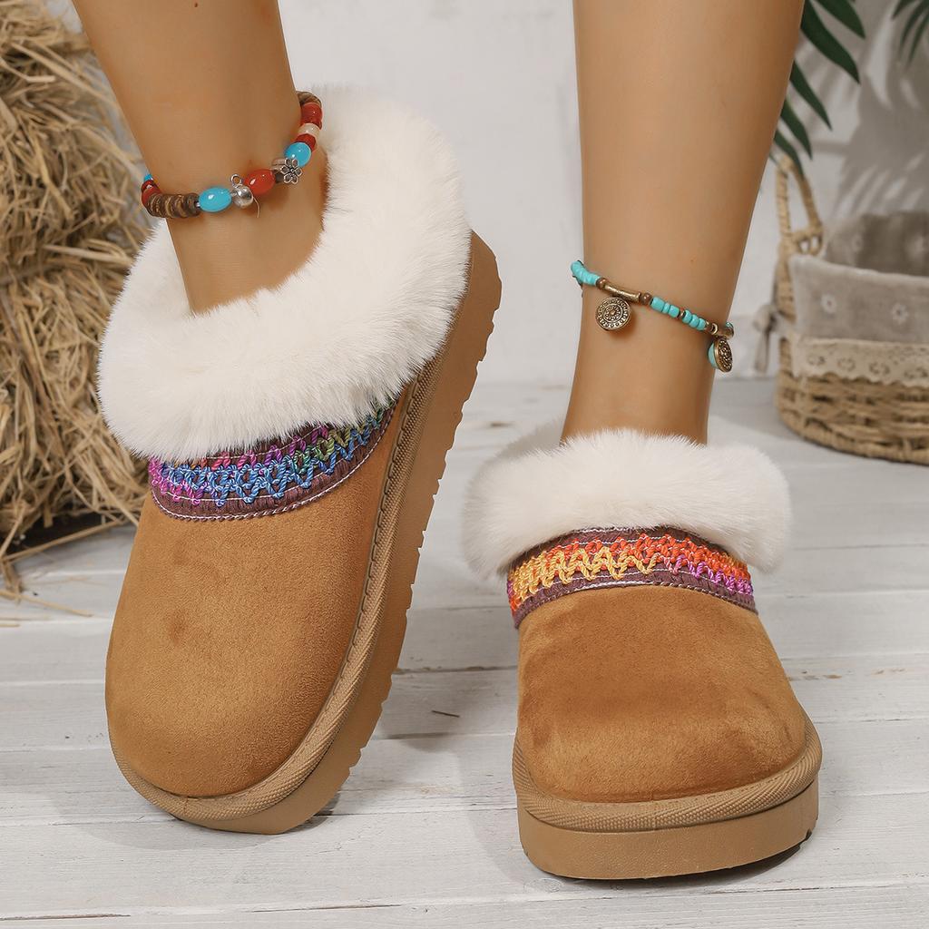 New Thick Soled Snow Boots for Winter, with Increased Height and Plush Insulation. Half Dragged Cotton Shoes with Thickened Plush Slippers