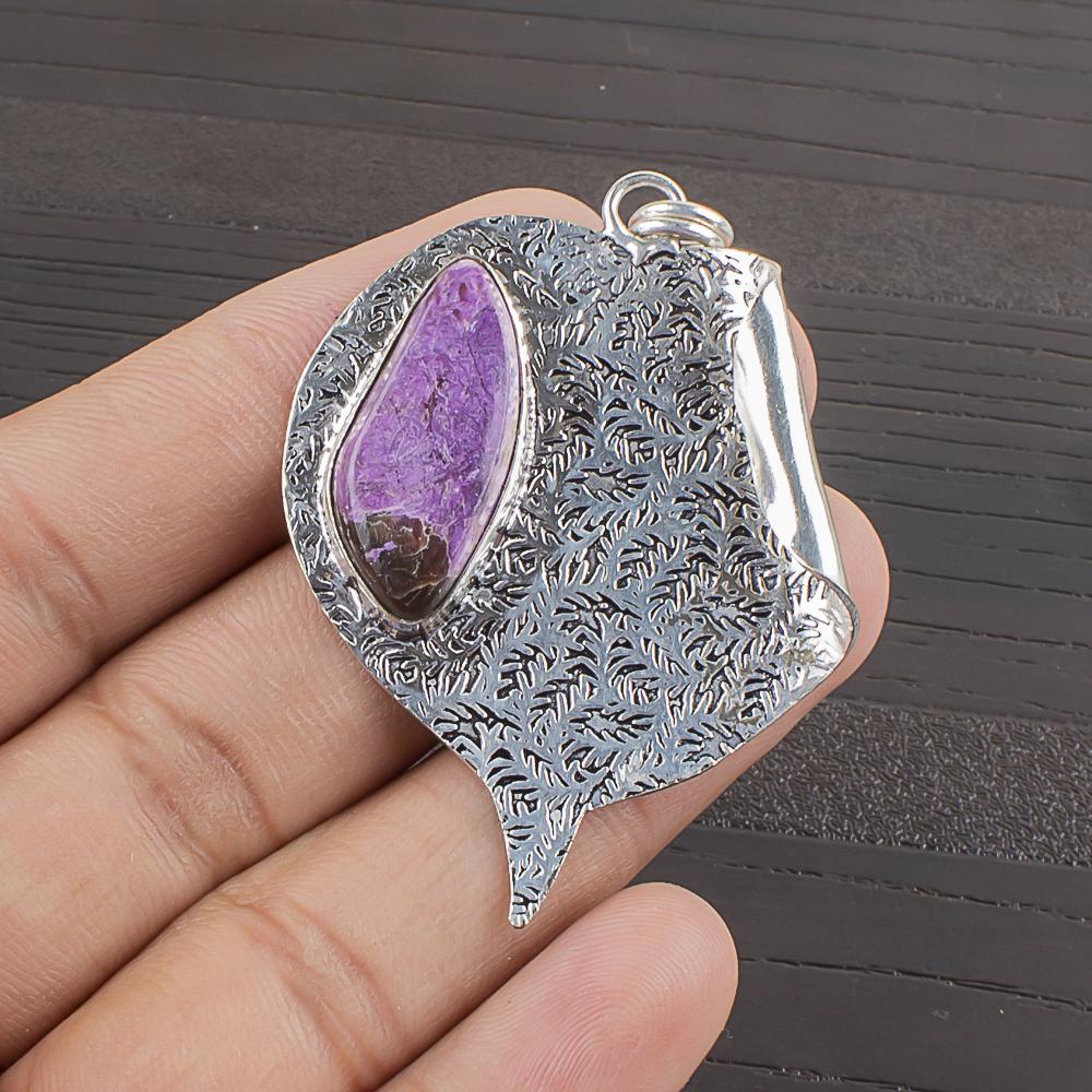 

Natural Purpurite Gemstone 925 Sterling Silver Jewelry Designer Pendant 2.09 AJP-2388