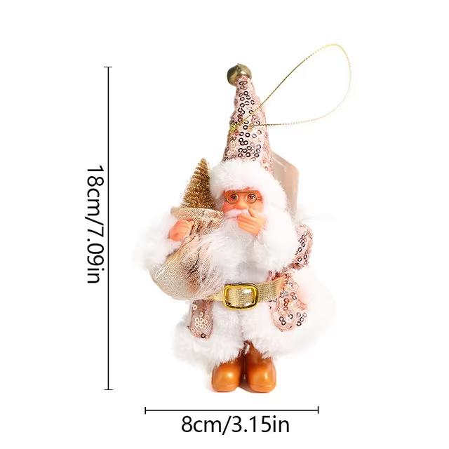 Christmas Party Decoration Cartoon Plush Santa Claus Doll Pendant Christmas Tree Pendant Plush Sled Ski Santa Claus Pendant