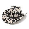 Western Cowboy Jazz Hat Woolen Top Hat Flat-Brimmed Big Eaves Hat Cow Pattern Top Hat