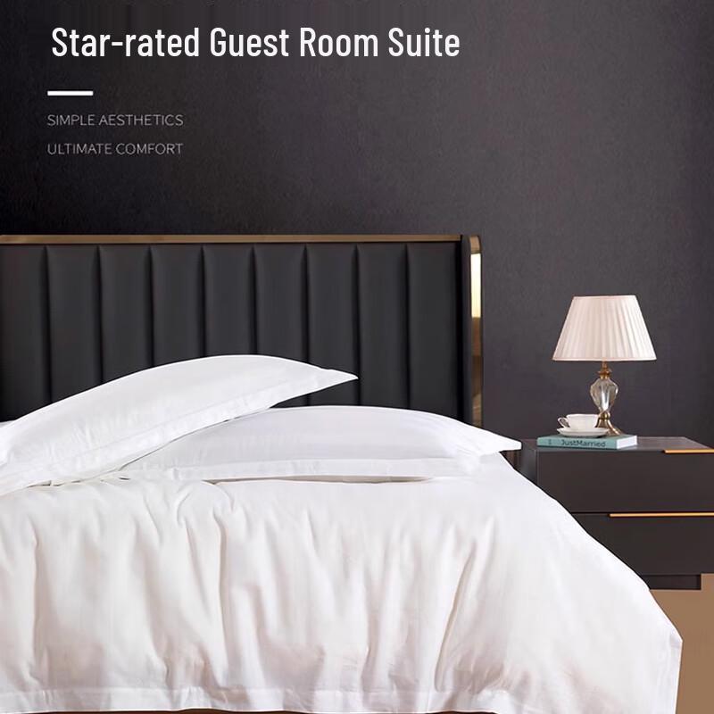 Fang En Pure White Washed Cotton Hotel Bedding Set