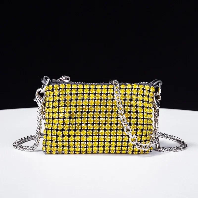 New Women's Bag 2025 Versatile Rhinestones Handbags with Diamond Chain Mini Bags Female Purse Wallet Shoulder Crossbody Bags