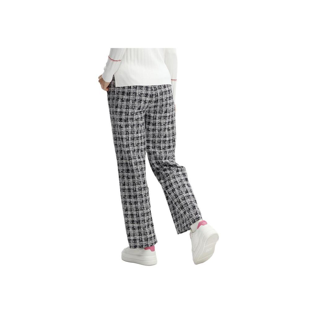 FILA Fleece Houndstooth Straight Leg Woven Casual Pants Women Bottoms Legendary-Blue F11W411802F-NV
