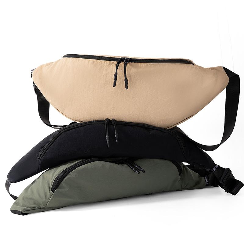 Solid Color Women Chest Bag Lightweight Hobo Bag Men Nylon Large Capacity Shoulder Bag