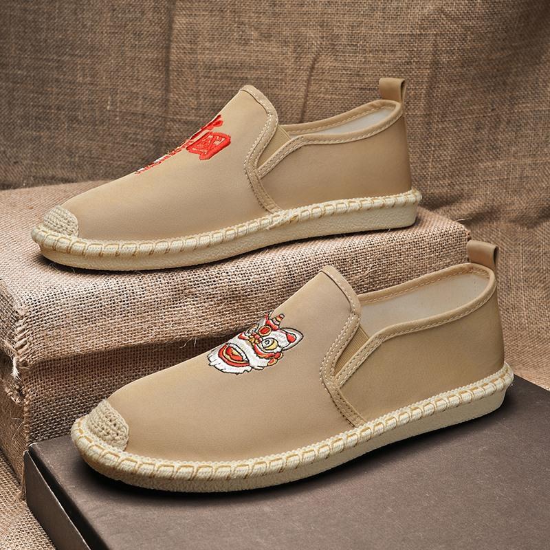Old Beijing cloth shoes men's summer breathable deodorant Guochao hemp bottom black cloth shoes do not stink feet lazy one pedal fisherman