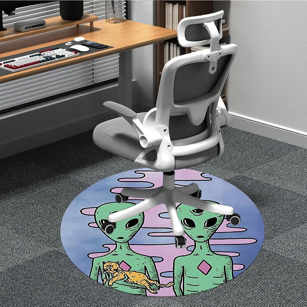 

1PC Alien Pattern Chair Carpet for Office, Indoor Non-Slip Washable Carpet, Soft Comfortable Mat For Office Room yy250930198 80cm by 80cm