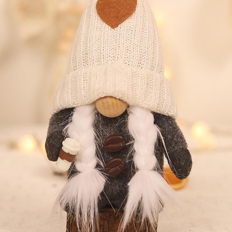 Knitted Couple Coffee Gnome Cute Art Crafts Party Decoration for Restaurant Dining Table Party Decoration