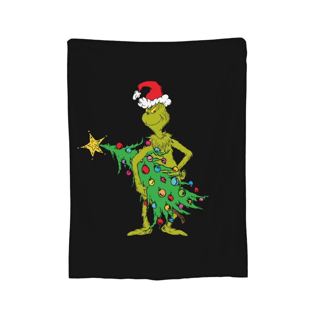 Christmas-S-Green-S-Grinch Blanket Fleece Textile Decor  Portable Warm Throw Blanket for Home Office Rug Piece