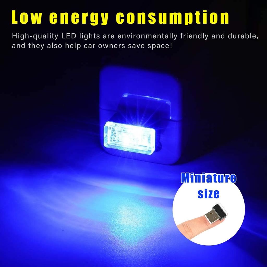 4 LED USB Car Interior Lights Multicolor Ambient Lighting Kit with 7 Colors Plug in Mini Night Light for Vehicle Low Power Consumption Mood Lamps