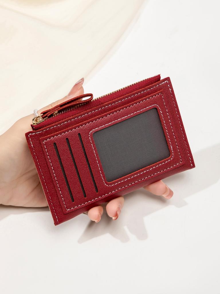 Fashionable ultra-thin women's card bag simple mini compact PU leather credit card wallet portable short multi slot zero wallet