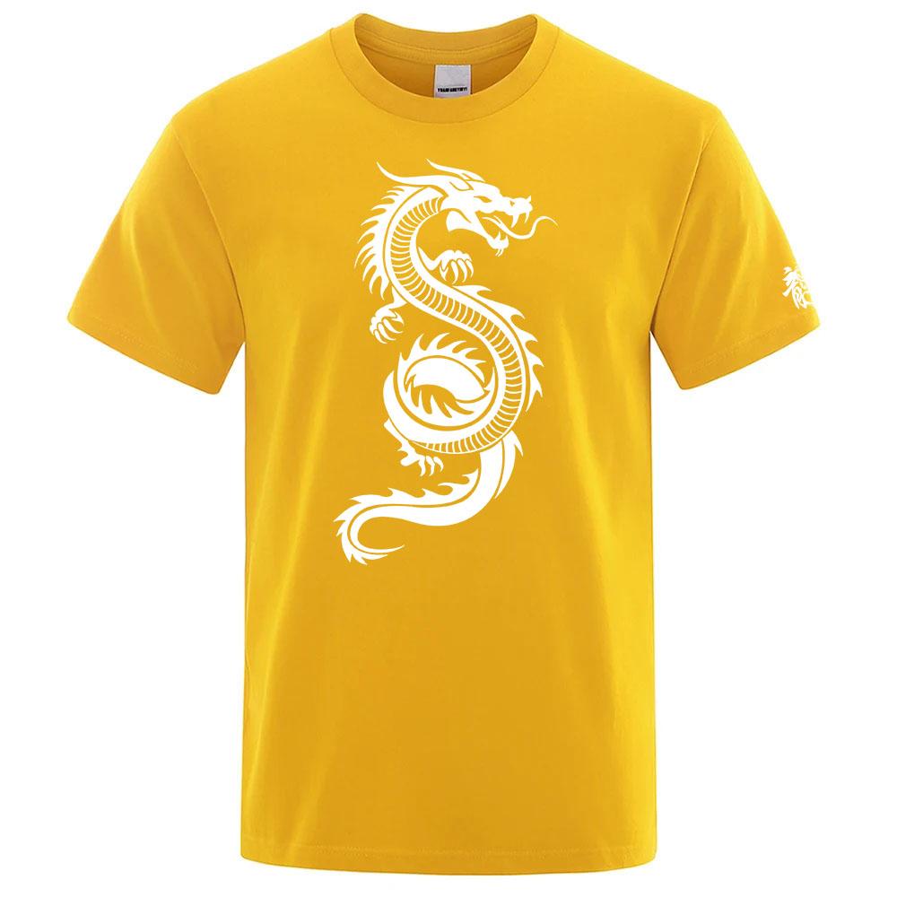 2025 Unisexs Summer Comfortable Tshirt Chinese Dragon Printing Casual Breathable Ordinary Short Sleeve Round Neck Top