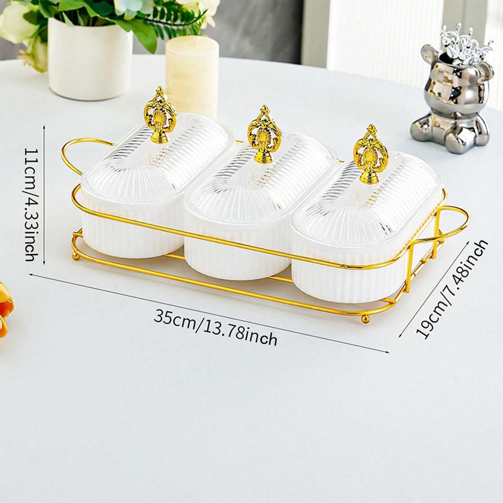 Dry Fruit Tray with Lid Snacks Dish Divided Serving Platter Appetizer Plate for Party Kitchen Dining Room Living Room Cookies