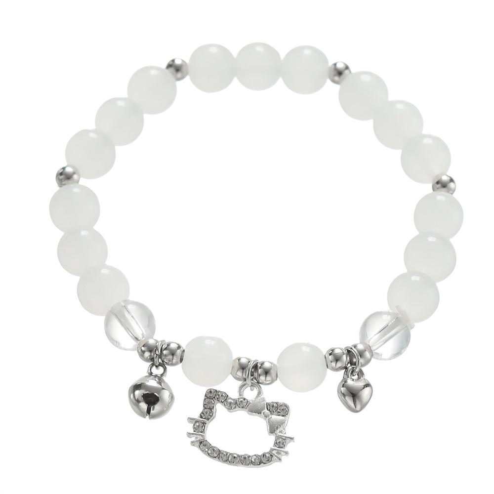 

Браслет из камня «кошачий глаз» и белого хрусталя с бабочкой - Нишевый дизайн, подарок для лучшей подруги для женщин