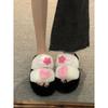 High-value thick-bottomed fried street rabbit hair cute plush cotton towed fluffy slippers women wear Xiaoxiang