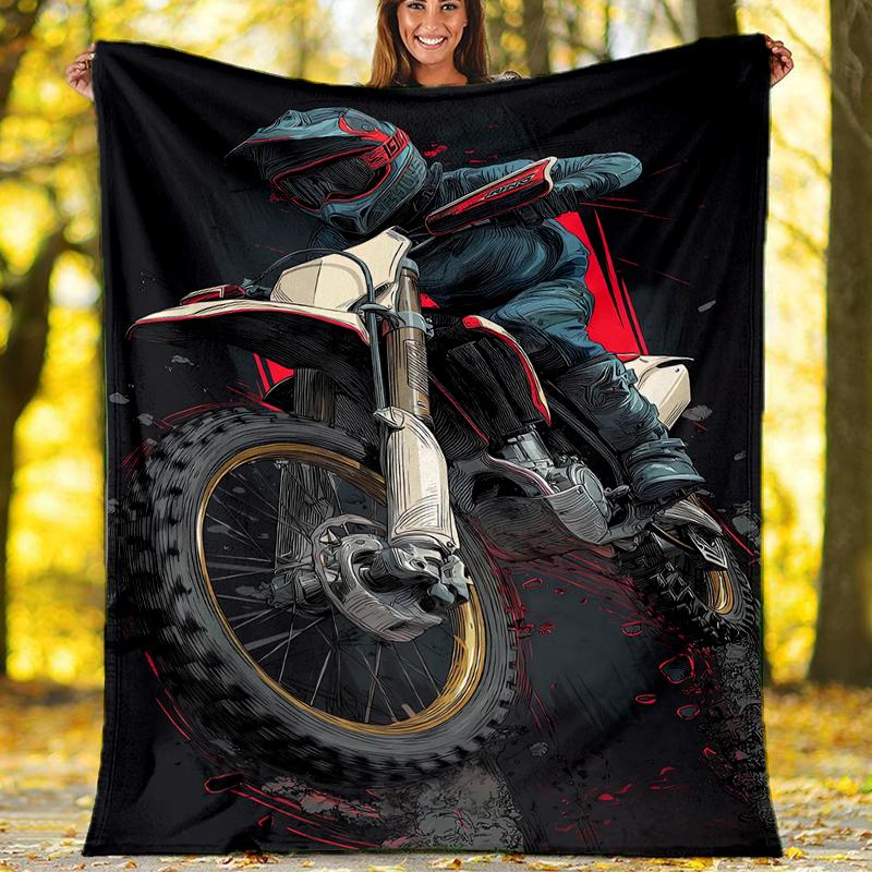 Off-road Motorcycles Theme Printed Blanket - Perfect for Couch, Bed, Travel & Outdoor Use | Machine Washable, Cozy & Durable.