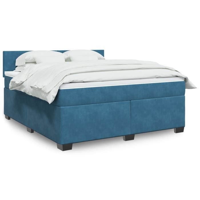 VidaXL Sommier à lattes de lit et matelas bleu 180x200 cm velours, lit, lit à plate-forme, lit à panneaux, meuble de chambre 3288676