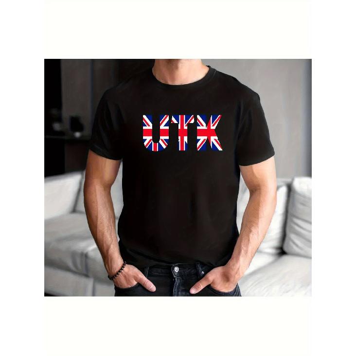 UTK Union Jack T-Shirt - Union Jack Flag Graphic Tee with England, Scotland, Wales, Northern Ireland Flags - Heavyweight All-Season Comfort Crew Neck S чёрный