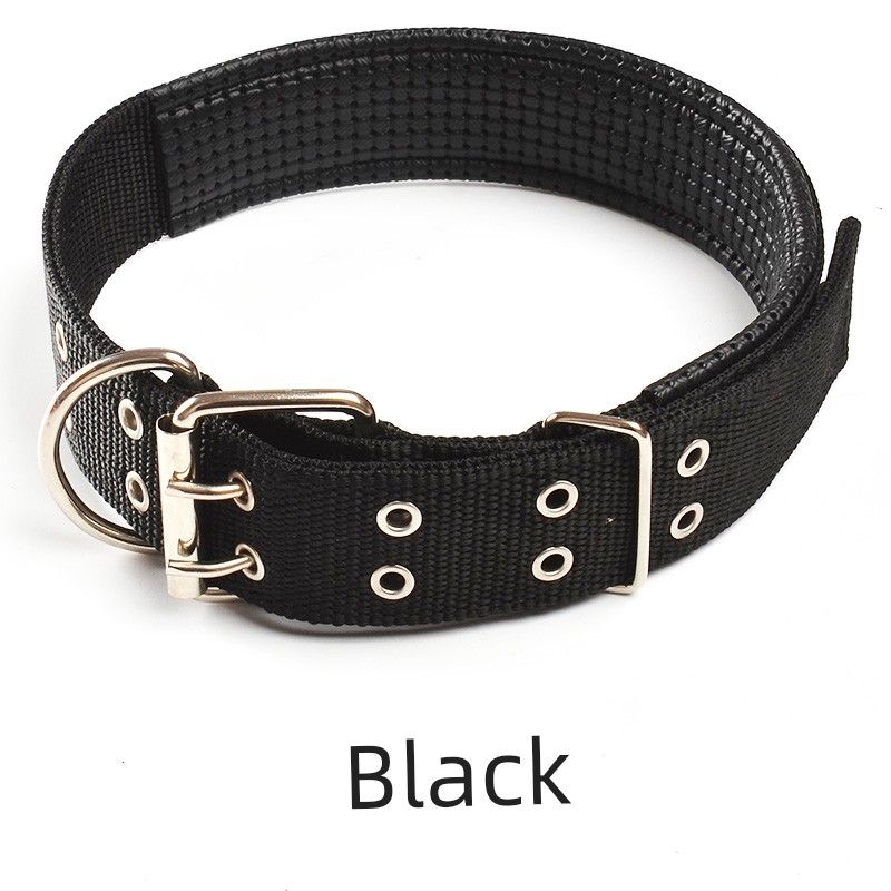 

Dog Collar Large Dog Double Row Hole Dog Collar Collar Collar Golden Retriever/German Shepherd Labrador Bandana Pet Supplies XXL: Applicable neck circumference 43-58cm Black