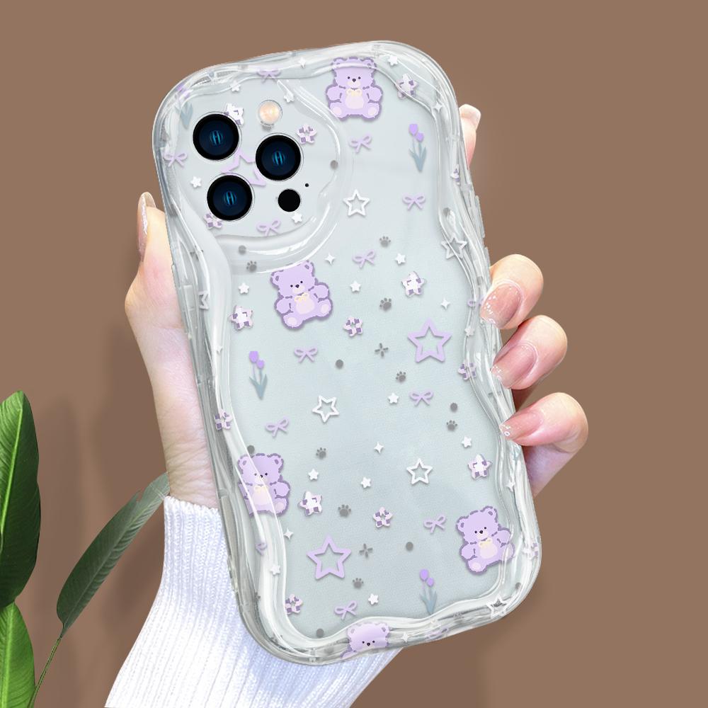 Cartoon Pattern Cream Texture Case Wavy Edge Mykt Silikondeksel Telefonveske til IPhone Samsung Huawei Honor Xiaomi Redmi Infinix Tecno