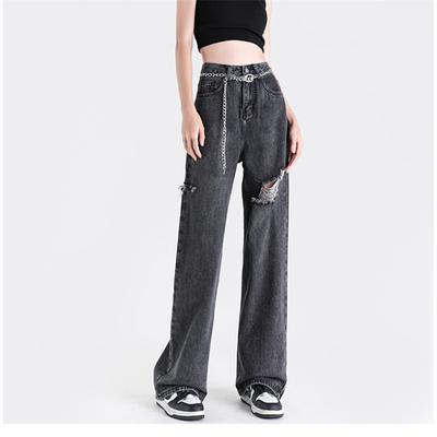 Strappato Boyfriend 2022 Moda Donna a vita alta Y2k Jeans a gamba larga da donna Pantaloni larghi in denim da donna Jean Mom Jeans Pantaloni