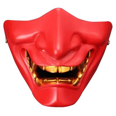 Half Face Ghost Mask Japanese Buddhist Prajna Mask Ninja Tactical Masque Scary Halloween Prajna Cosplay Masks Adult Toys