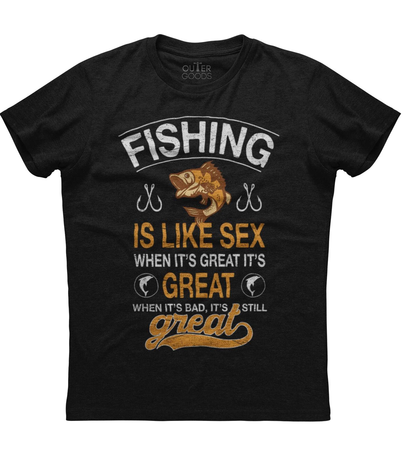 Fishing Is Like Sex Funny Fishing Mens Short Sleeve New Cotton Black T-shirt M