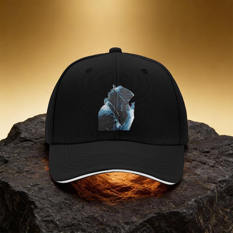 Black Fashion Duckbill Cap, Unisex Printed Baseball Cap, Sandwich Brim Snapback, Sports Cap, Suitable for Daily Commuting and Tr