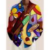2024 New Men's 3D Art Painting Fashion Print Single Breasted Long Sleeve Shirt Casual Shirt Men's Loose Lapel Long Sleeve