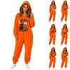 Dames Flanellen Eendelig Jumpsuit met Halloween Print voor en Kostuum