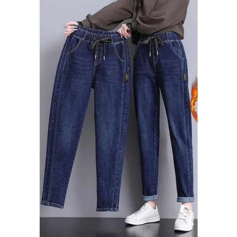 

Эластичные джинсы гаруны для женщин на весну и осень, облегающие, плюс брюки с высокой посадкой 3XL