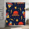 Stylish Space Pattern Shower Curtain For Bathroom Decoration Waterproof Fabric With Hooks