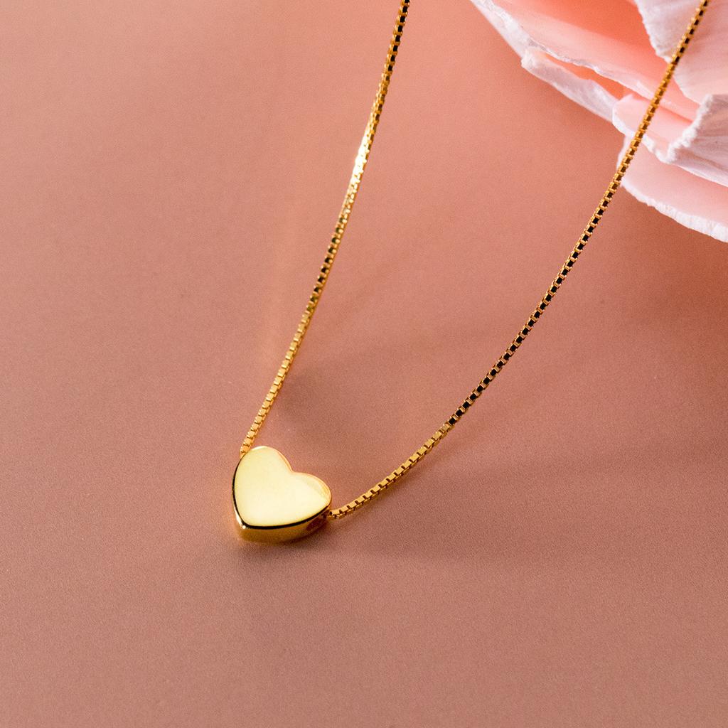 Fashion Minimalist Jewelry Necklaces 925 Sterling Silver Trendy Necklaces Small Love Heart Gold Plated Necklace for Women