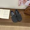 New round head one-word buckle with velvet warm thick-soled casual Boken retro women's single shoes