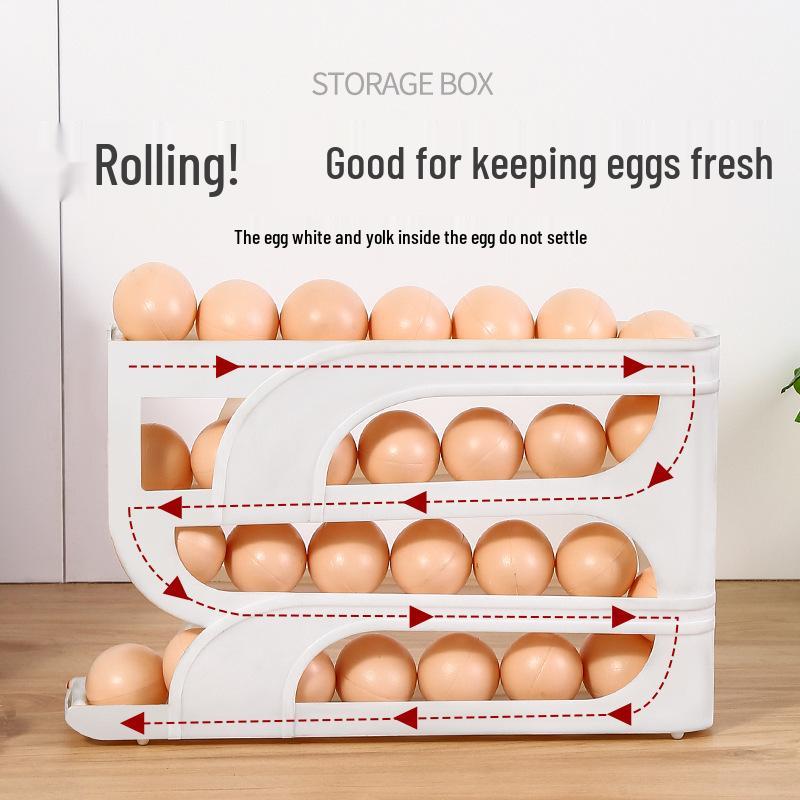 Automatic Rolling Egg Storage Box for Refrigerator Door