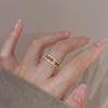 Adjustable Opened Rings Elegant Copper Gold Geometric Zircon Rings Woman Finger Jewelry Suitable for Women Party Daily