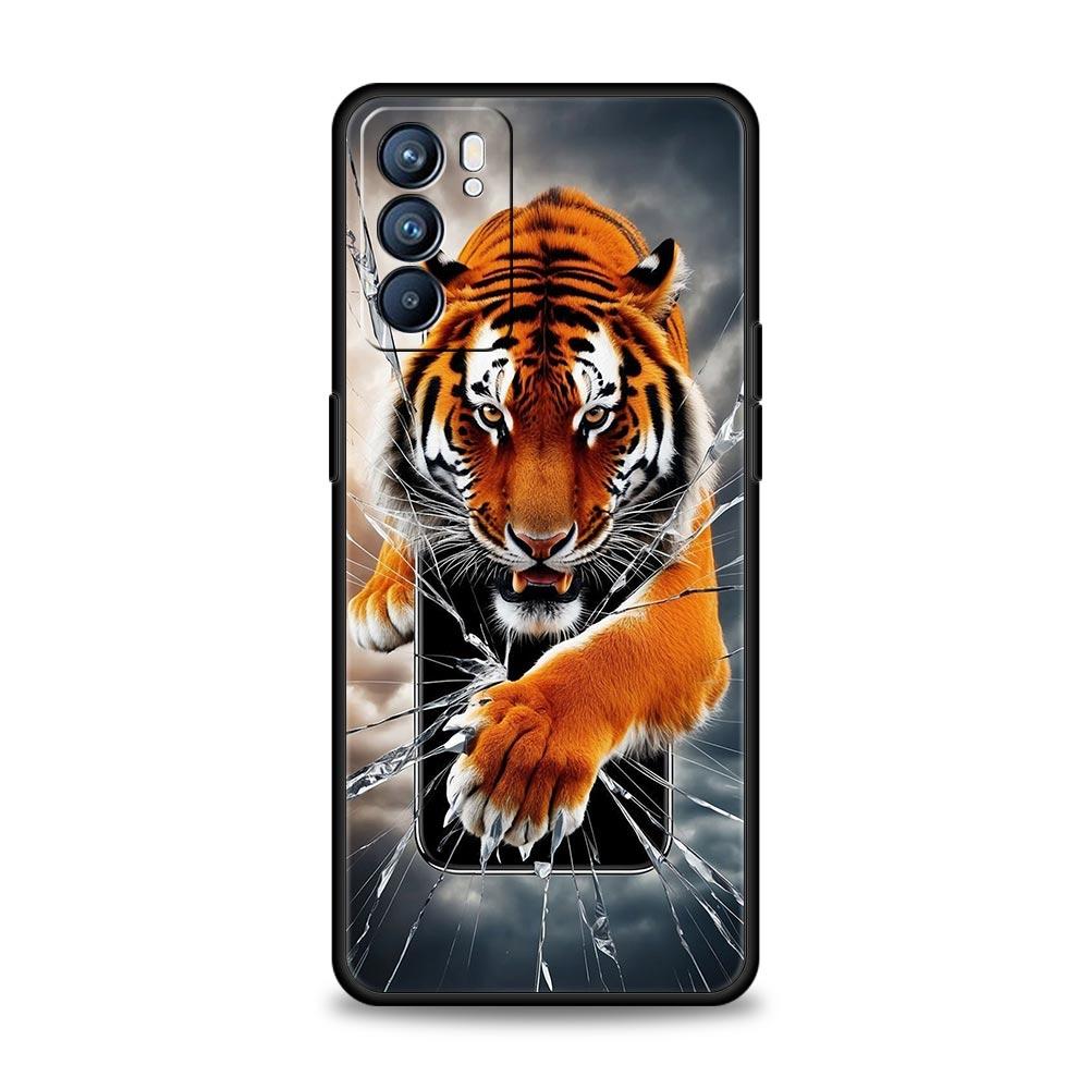 Phone Case Cover For Oppo A17 A31 A54 A57 A78 A79 Find X5 X6 Reno 7 8 10 11 12 13 F Pro 5G Soft TPU Shell Cartoon Tiger Pattern