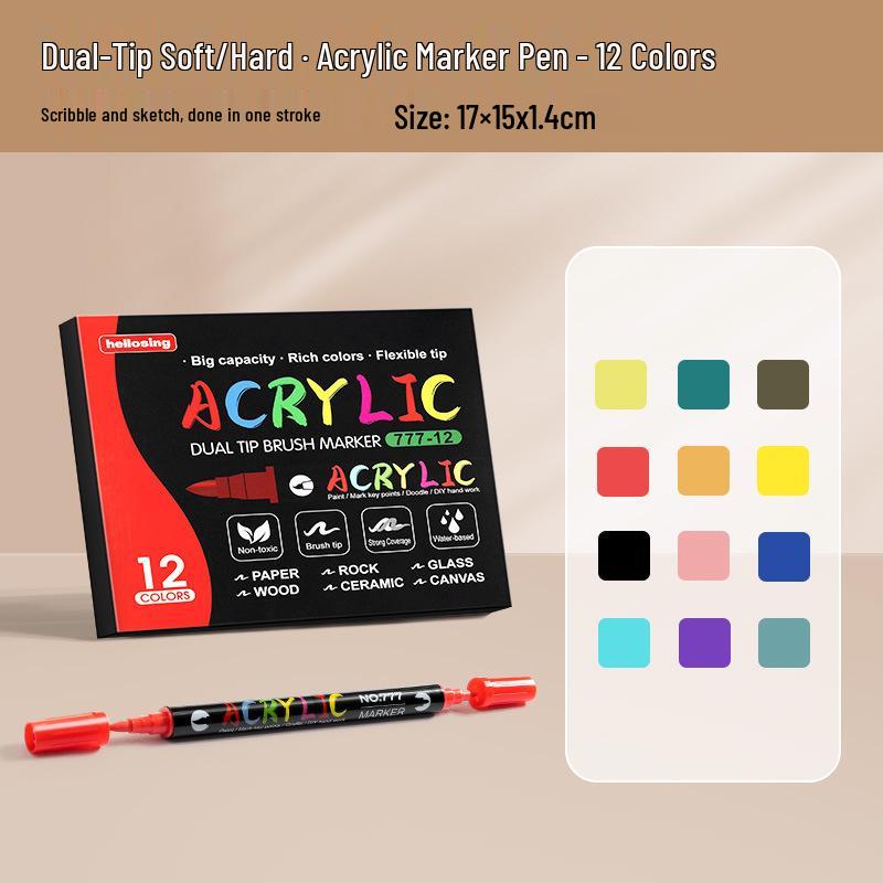 

Acrylic Double-Ended Marker with Soft Tip and Watercolor Brush for Multi-Purpose Art Projects