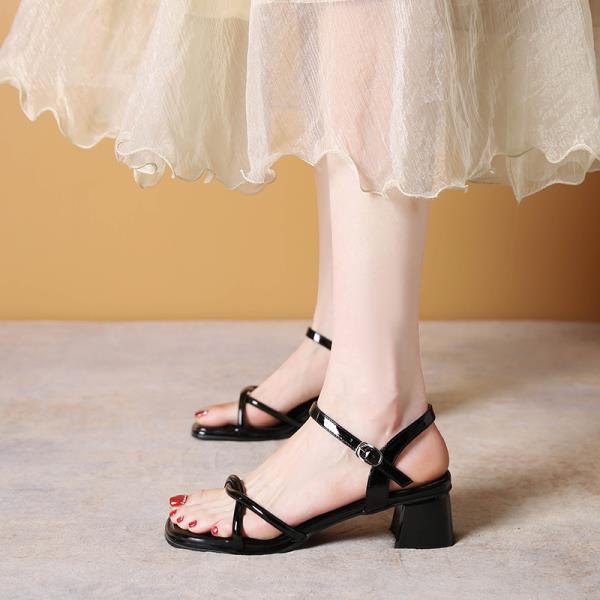 

Fashion Cross Clear Heels 2025 Sandals Female Shoe Open Toe New Gladiator Girls Peep Block Comfort High Rome Scandals 35