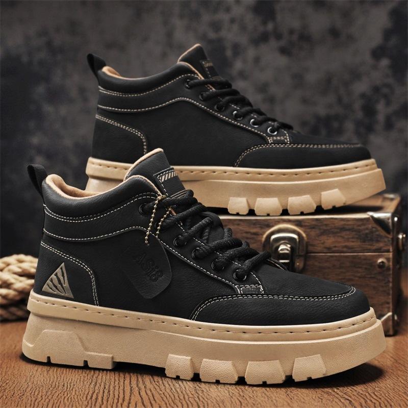 British Retro High-top Tooling Shoes Spring and Autumn New Martin Boots Men's Medium-top Outdoor Platform Sports and Leisure Shoes