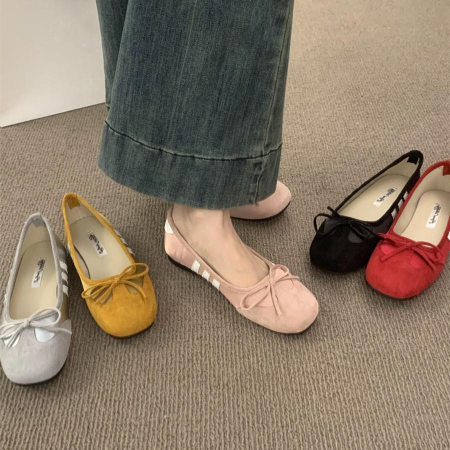 Fashion IPPEUM Ballet Sneakers Women Flats 2025 Summer New Round Toe Red Black Ballerina Shoes