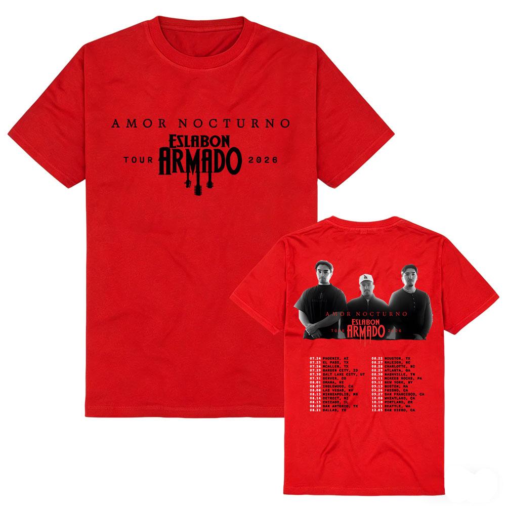 2026 AMOR NOCTURNO TOUR T-shirt ESLABON ARMADO Band Design Tshirts Short Sleeve Cotton Female/Male Tees Summer O-neck Unisex Top