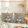 Easter Bunny Pillow Cover Faux Embroidery 2D Print Soft Cozy For Sofa Bed Living Room Spring Farmhouse Decor Cute Rabbit Gifts