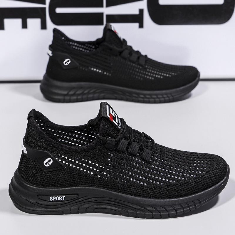 Fliegende gewebte Oberfläche atmungsaktive Freizeitschuhe Frühling und Sommer neu große Größe Herrenschuhe Low-Top runde Zehenpartie weiche Sohle Sportschuhe