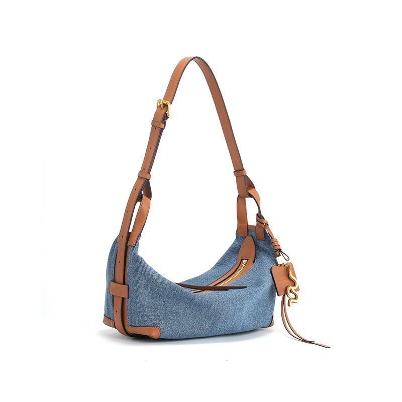 

Women s Spring/Summer Canvas Pillow Bag Underarm Bag Denim Genderless Small size denim [Tannin Blue]]