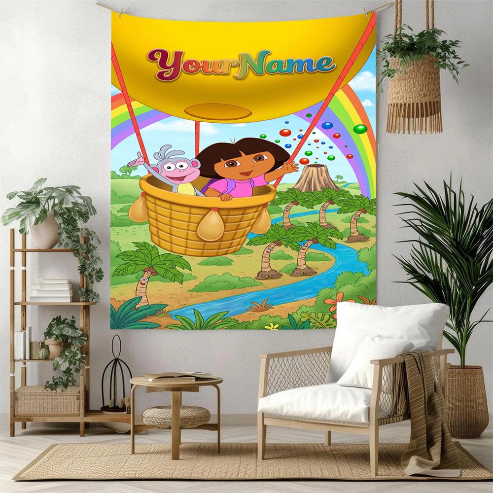 Dora Explorer Custom Your Name Wall Decor Tapestry Art For Pet Memorial Birthdaywedding Party Backdrop Family Gift