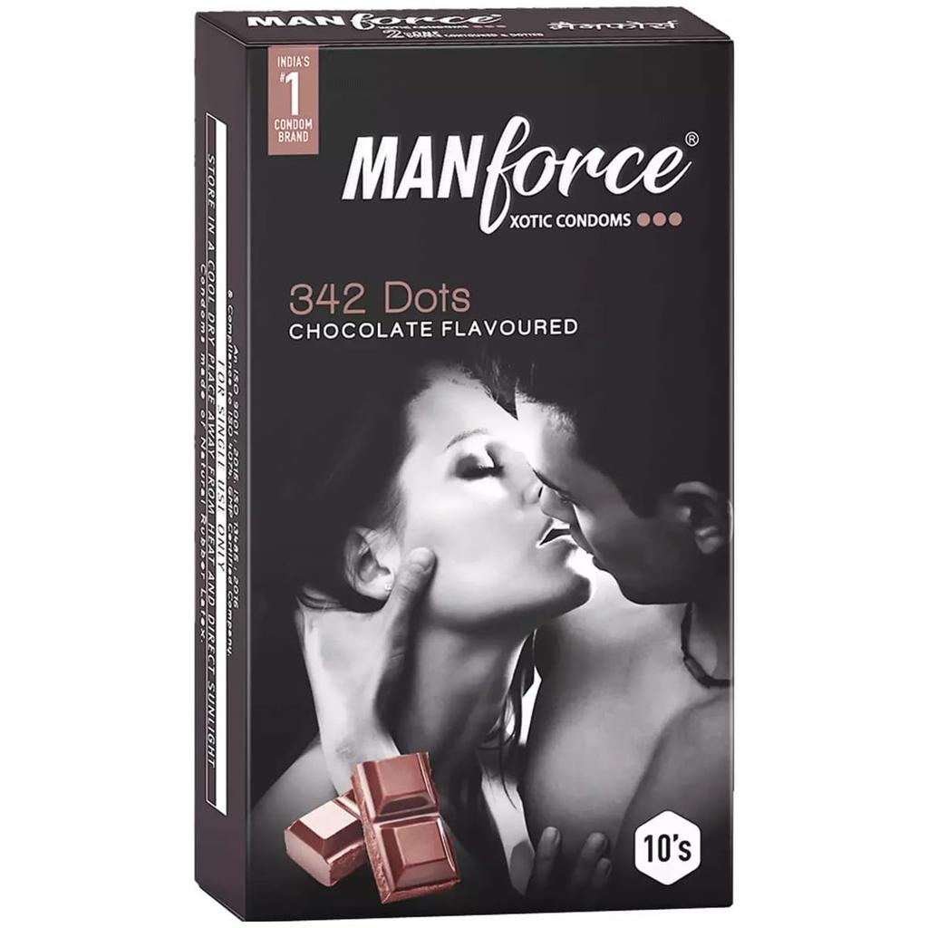 Manforce 342 Dots Xotic Chocolate Flavour Condoms, 10 Count