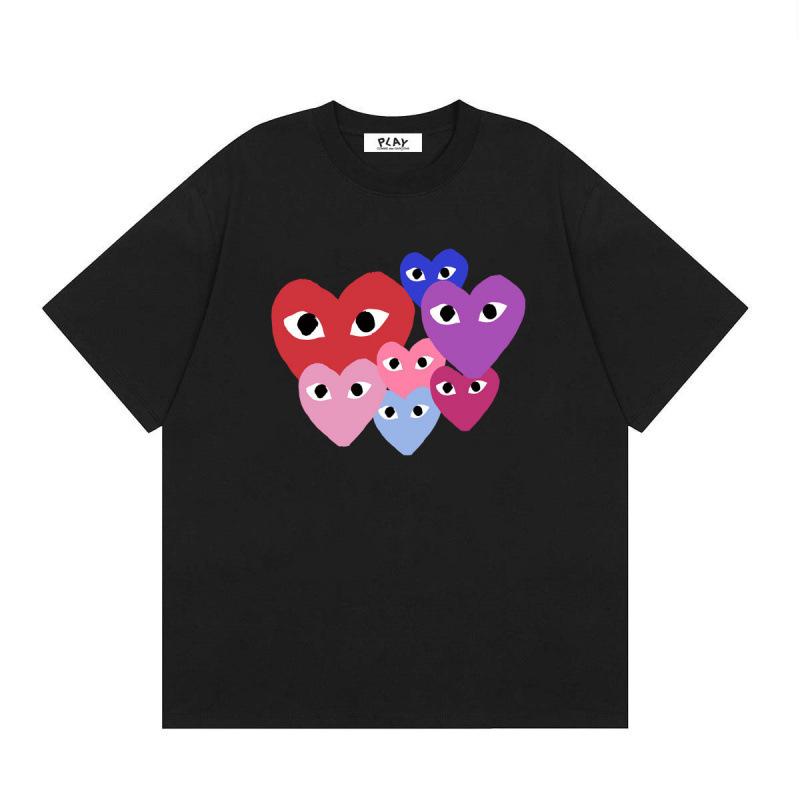 Japanese trendy brand heart-print short-sleeve T-shirt, unisex loose couple's summer casual daily versatile top