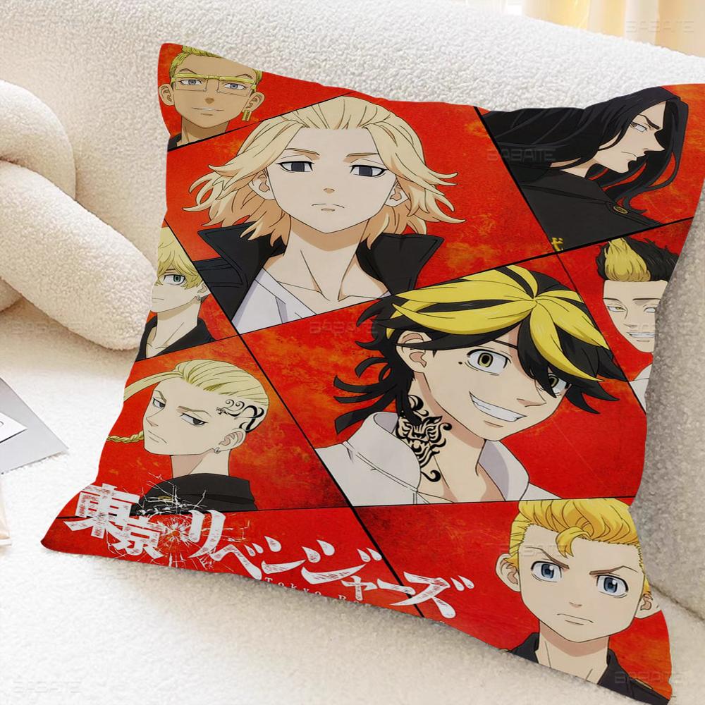 Anime Tokyo Reve Nger Pillow Covers Cartoon Sofa Decorative Home Double-sided Printing Short Plush Cute Cushion Cover