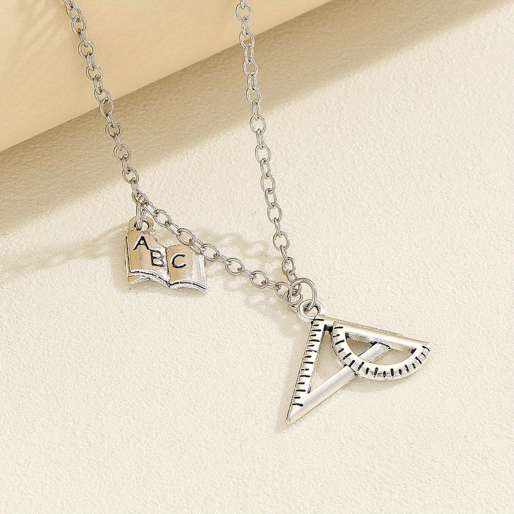 Fashion Personality Vintage Ruler Book Pendant Necklace Simple Creative Clavicle Chain For Graduation Season's Gift