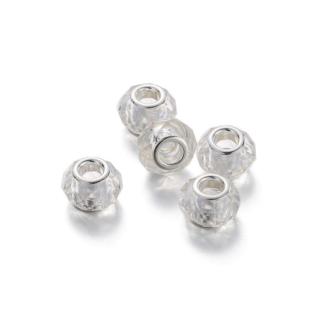 5Pcs 9-14mm Big Hole Halo Dyein Round Plastic Acrylic ABS Lmitation Pearl Beads Charm Loose Counter Jewelry Findings Making